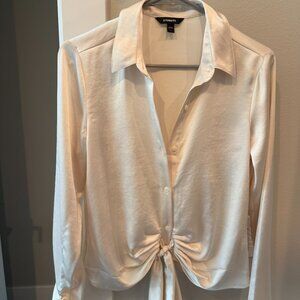 Express Silk Knot Tie Blouse, Size Small